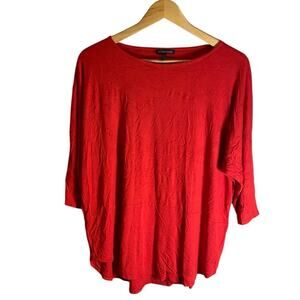 EILEEN FISHER Boat Neck Dolman Viscose Jersey Red Orange Tunic Blouse Size PS
